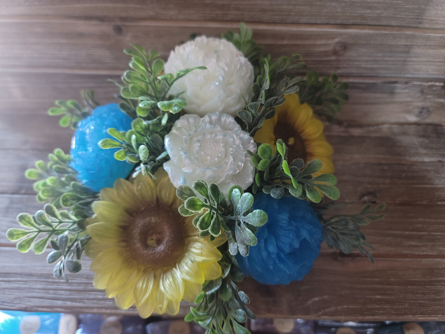 Sunflower and Peony Soap Arrangement
