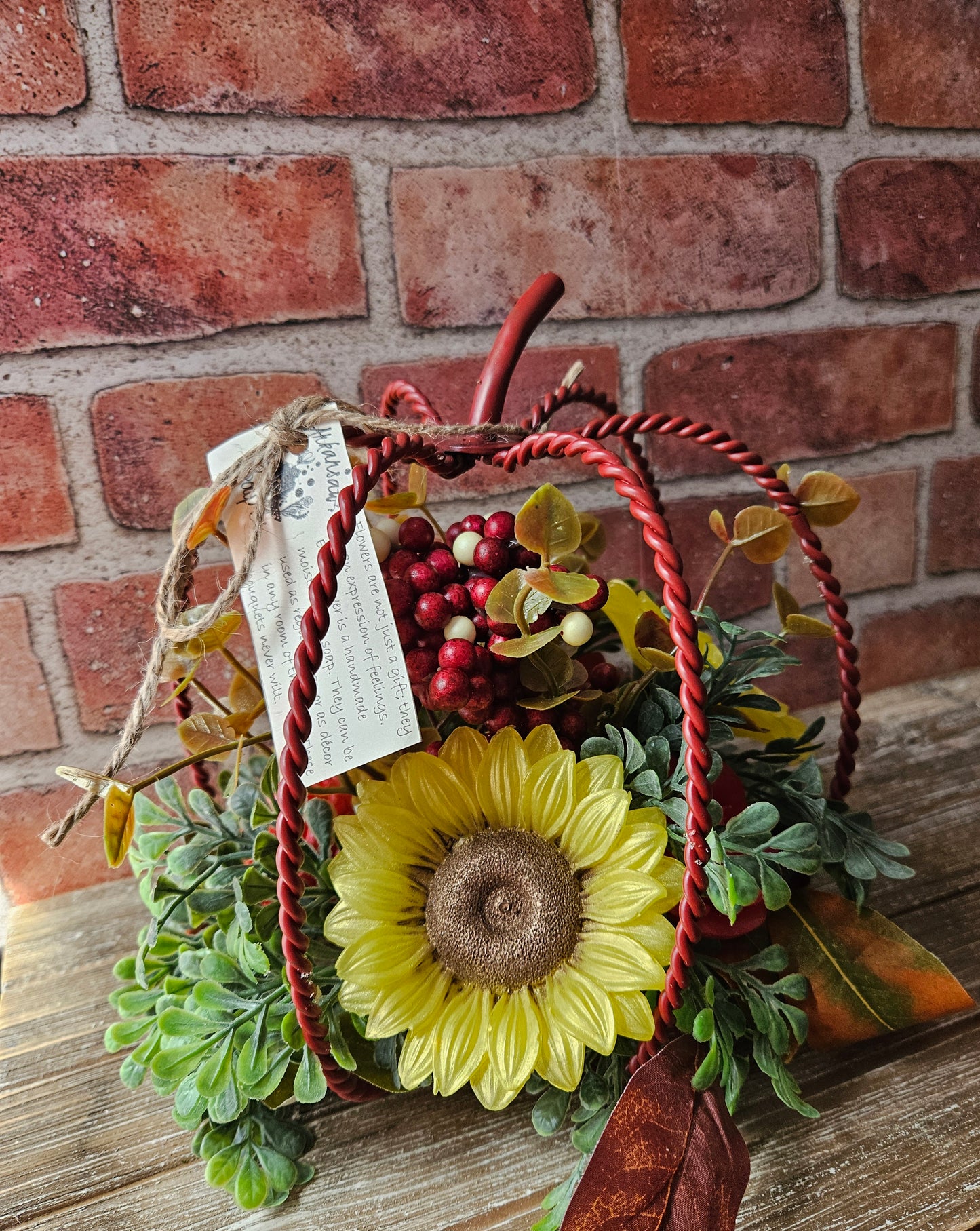 Maroon Wire Pumpkin Soap Arrangement