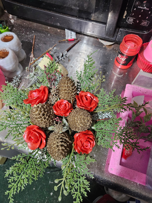 Pinecone and Rose Soap Bouquet