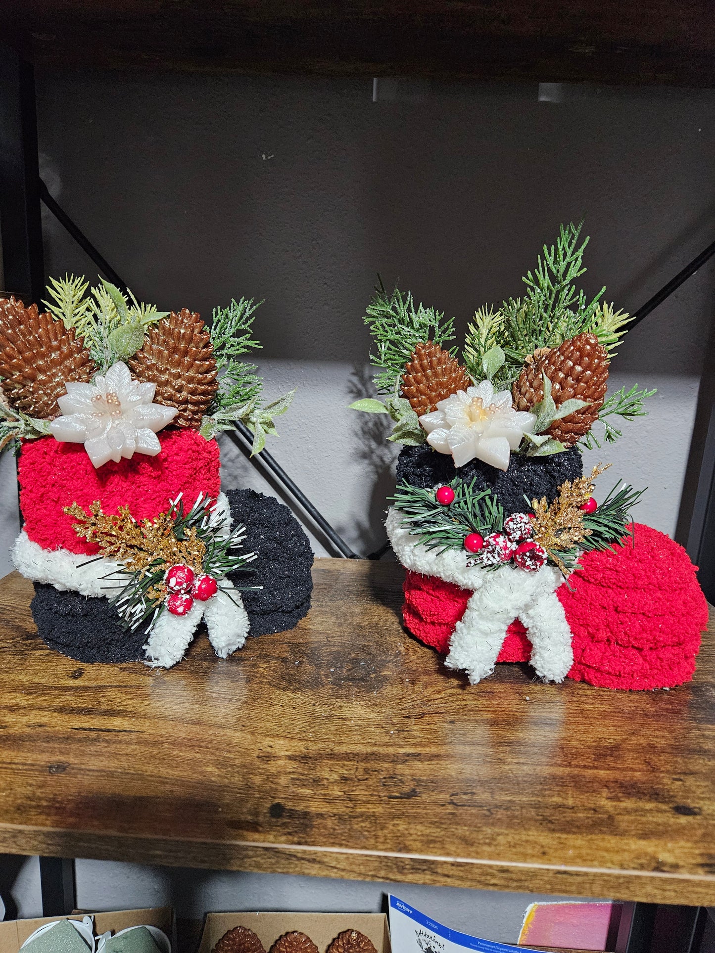 Pine cone Santa Boot Soap Arrangement