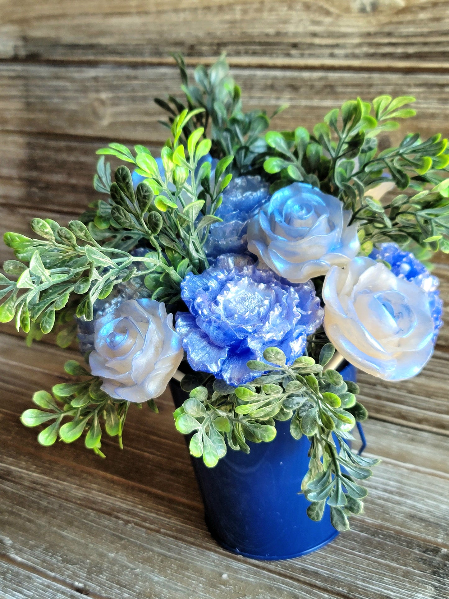 Blue & White Peony and Rose Bouquet