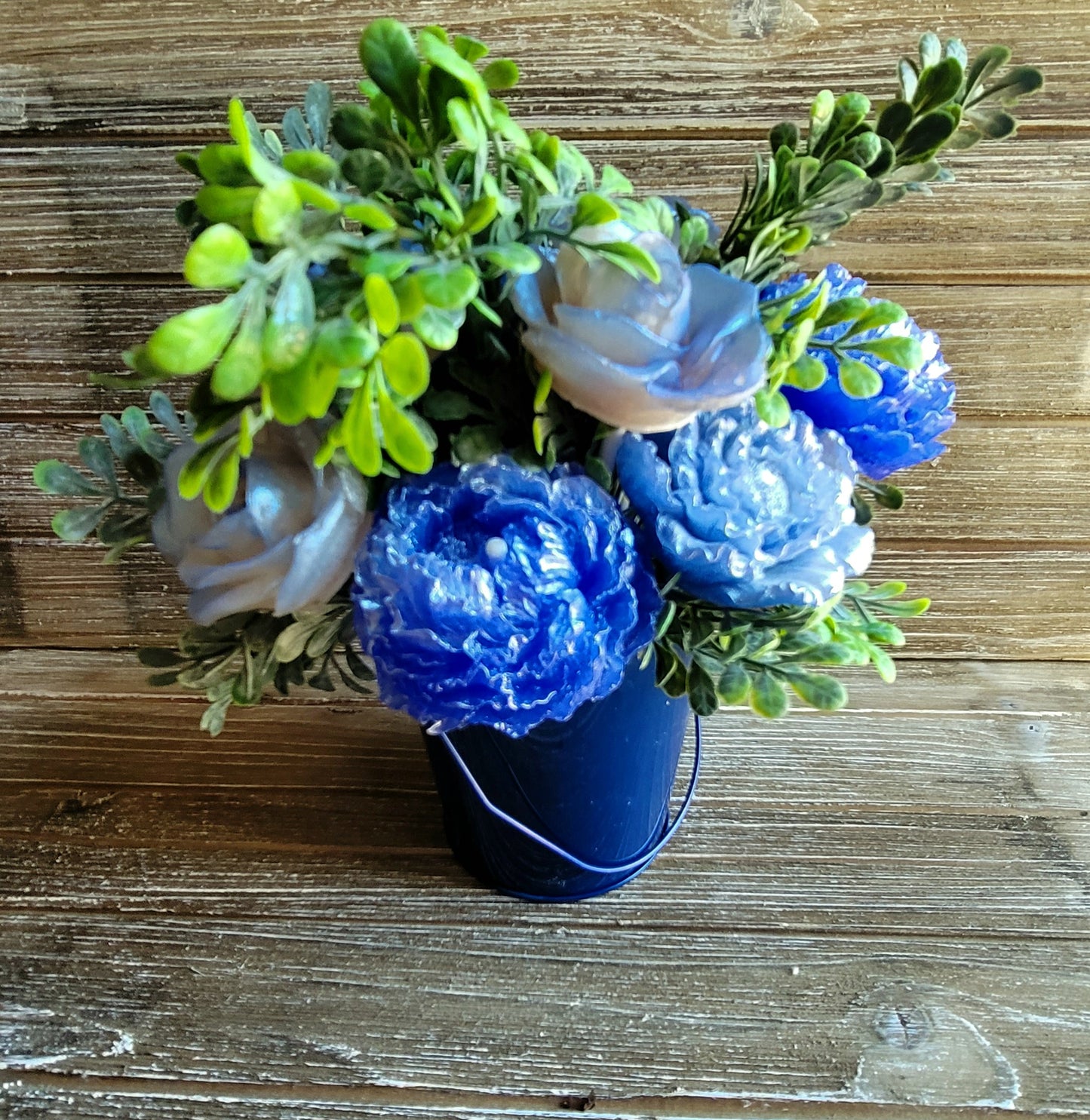 Blue & White Peony and Rose Bouquet