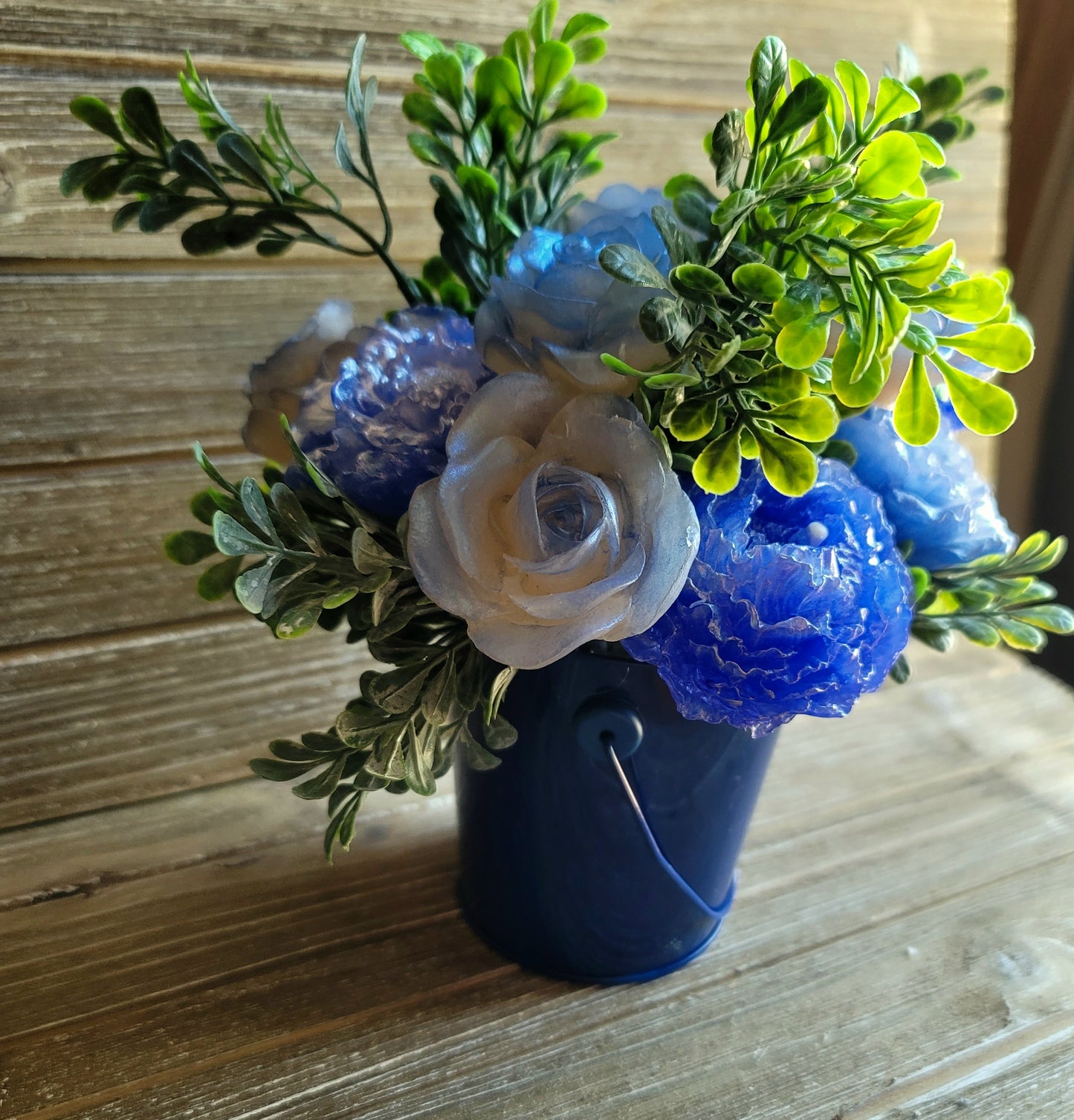 Blue & White Peony and Rose Bouquet