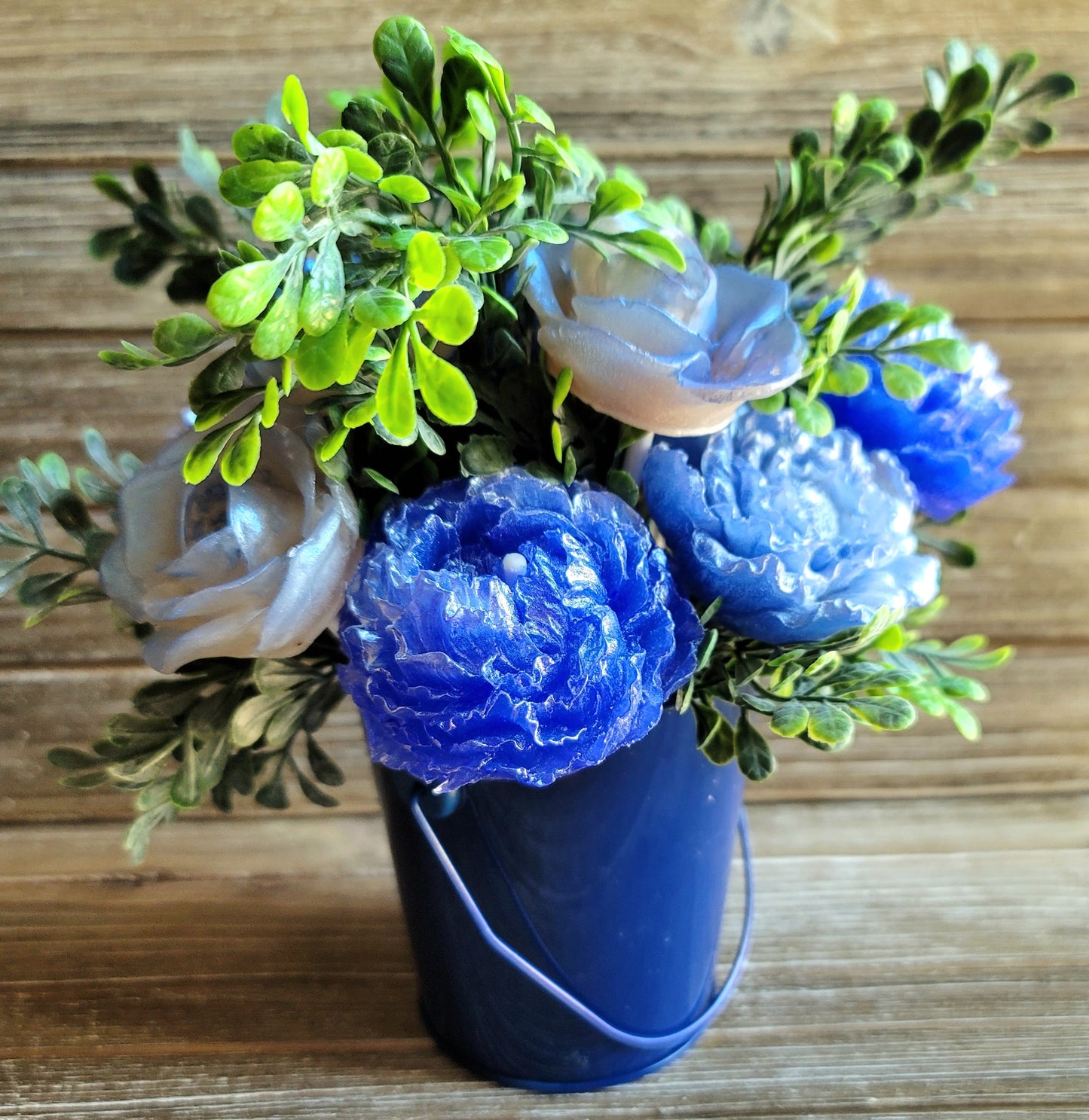 Blue & White Peony and Rose Bouquet