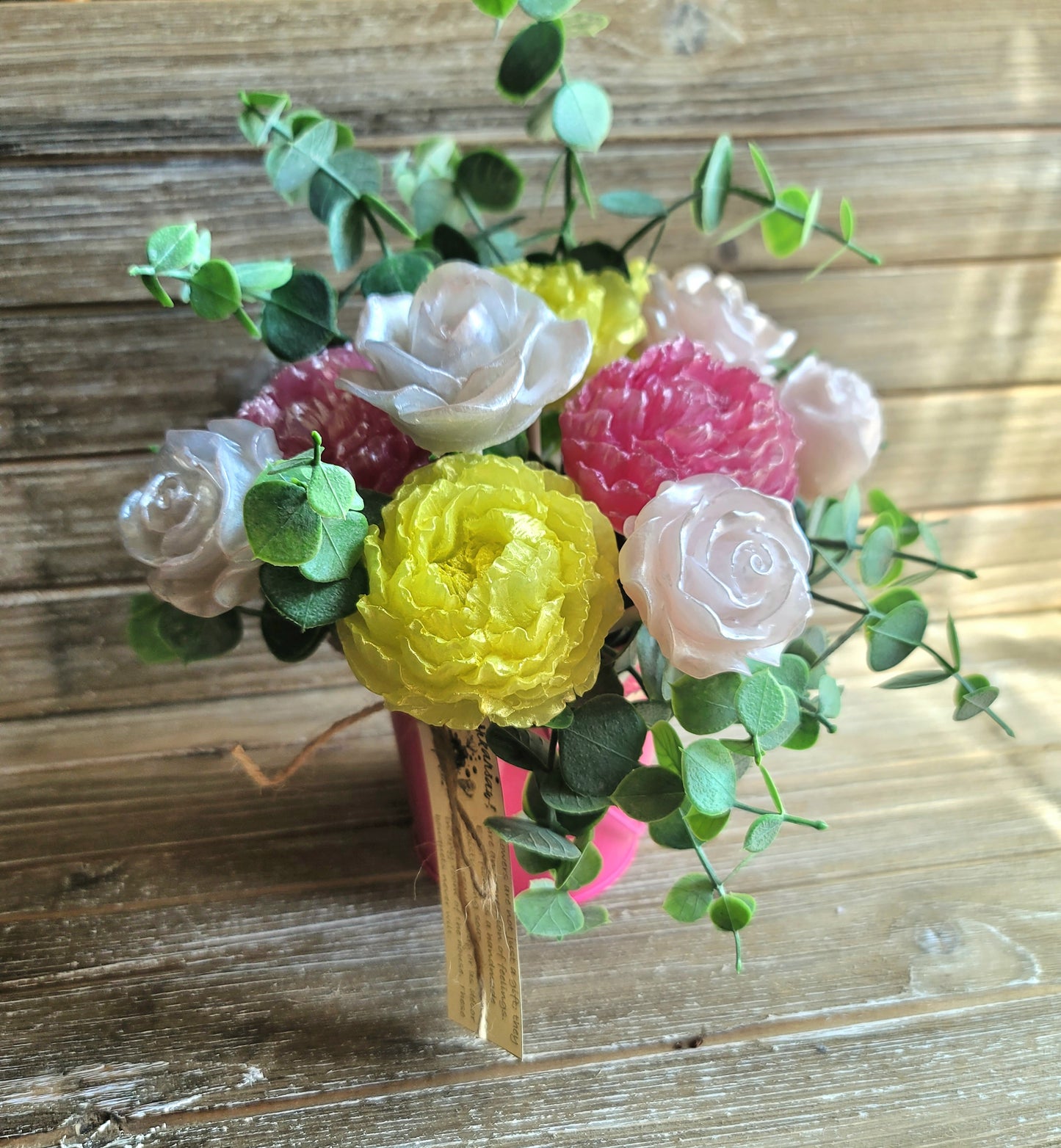 Pink & Yellow Peony and Rose Bouquet