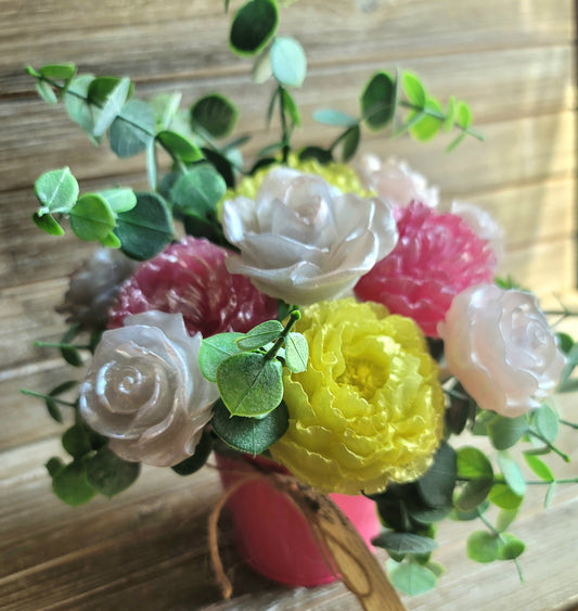 Pink & Yellow Peony and Rose Bouquet