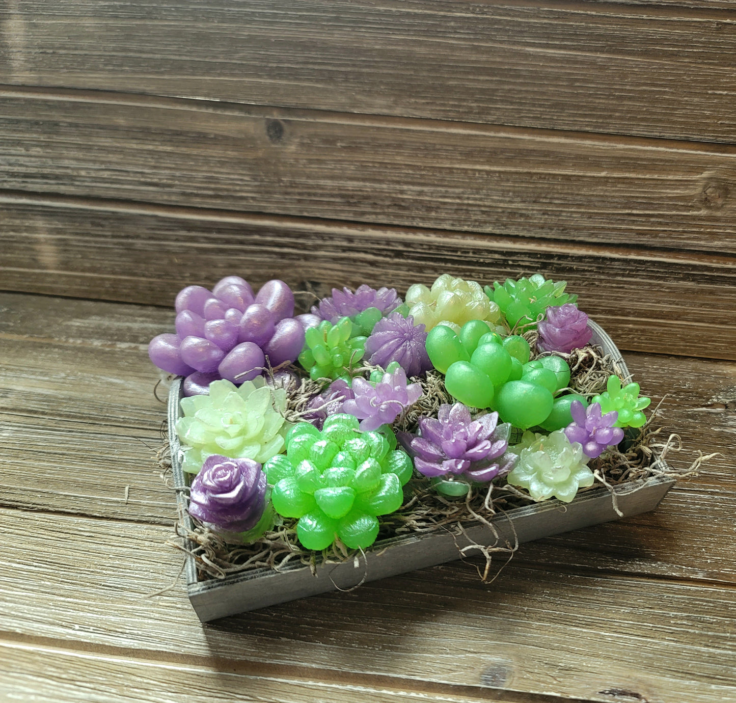 Green and Purple Soap Succulent Tray
