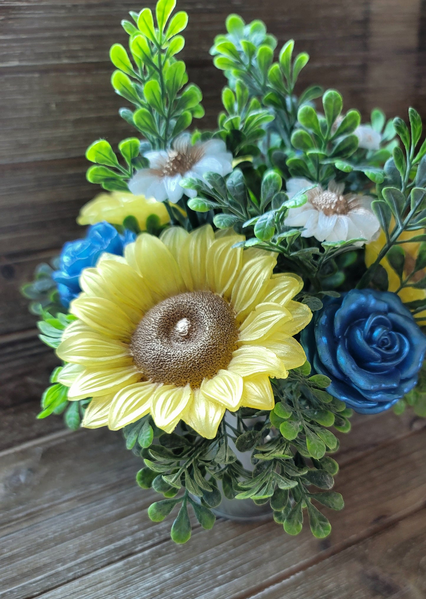 Yellow Sunflower & Blue Rose Soap Bouquet