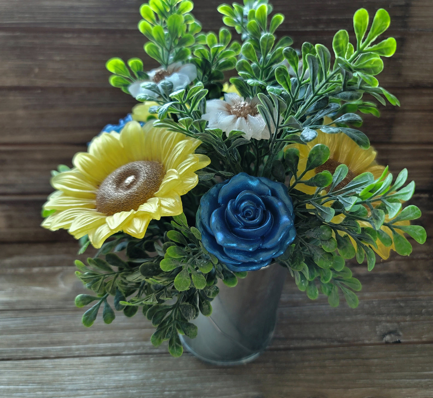 Yellow Sunflower & Blue Rose Soap Bouquet