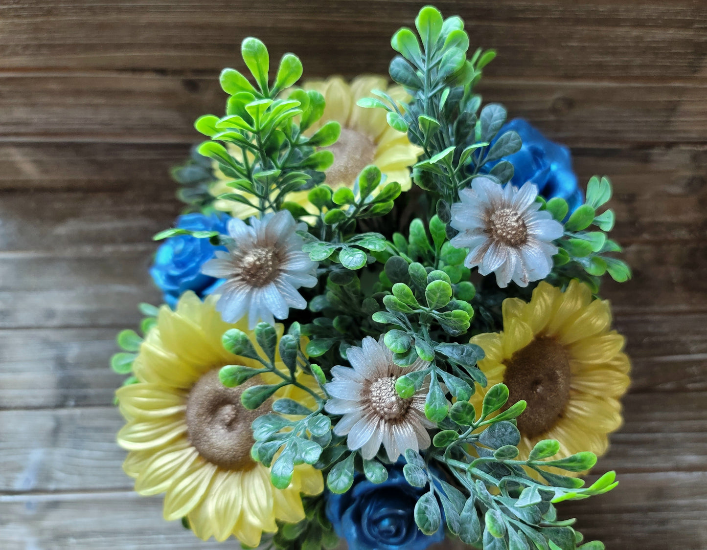 Yellow Sunflower & Blue Rose Soap Bouquet