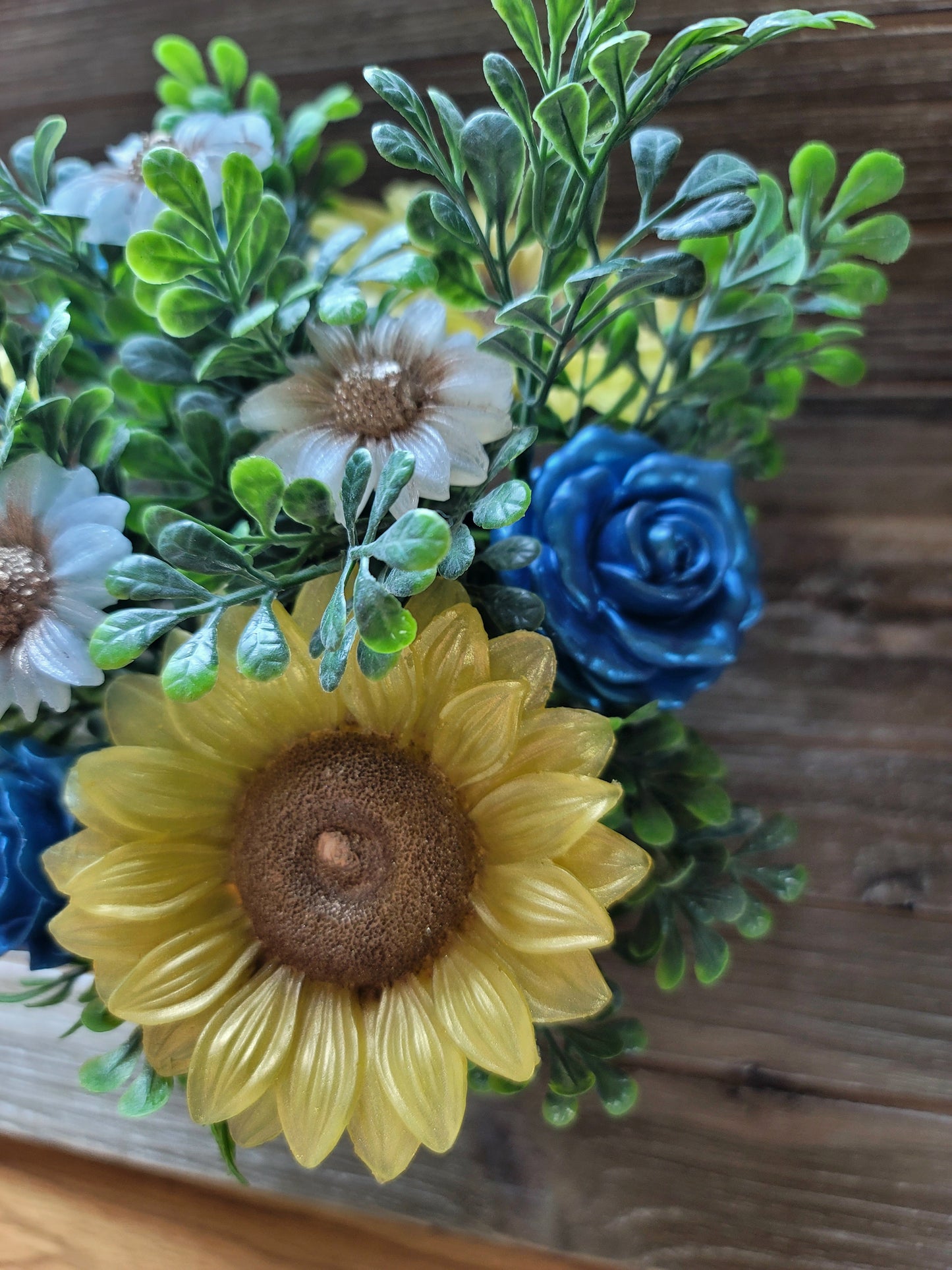 Yellow Sunflower & Blue Rose Soap Bouquet