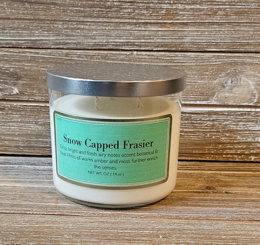 Snow Capped Frasier Candle, 3 wick 14 oz soy candle