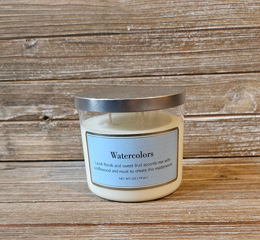 Watercolors Candle, 3 wick 14oz candle