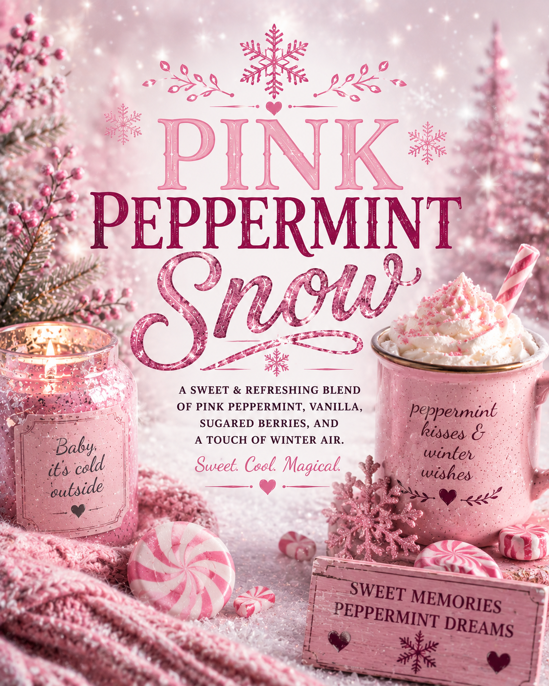 Pink Peppermint Snow Soap Bar