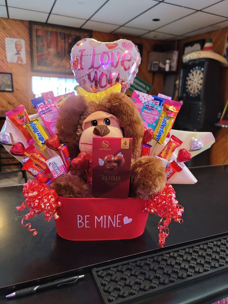 Medium Candy Bouquet with stuffie and balloon