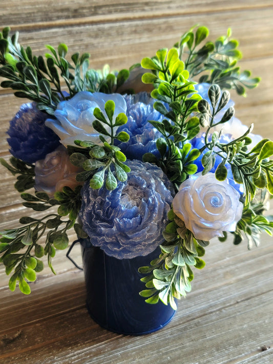 Blue & White Peony and Rose Bouquet