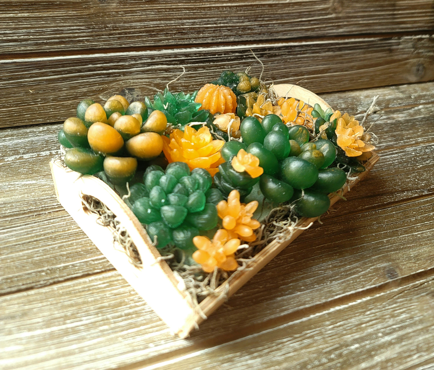 Dark Green and Peach Soap Succulent Tray