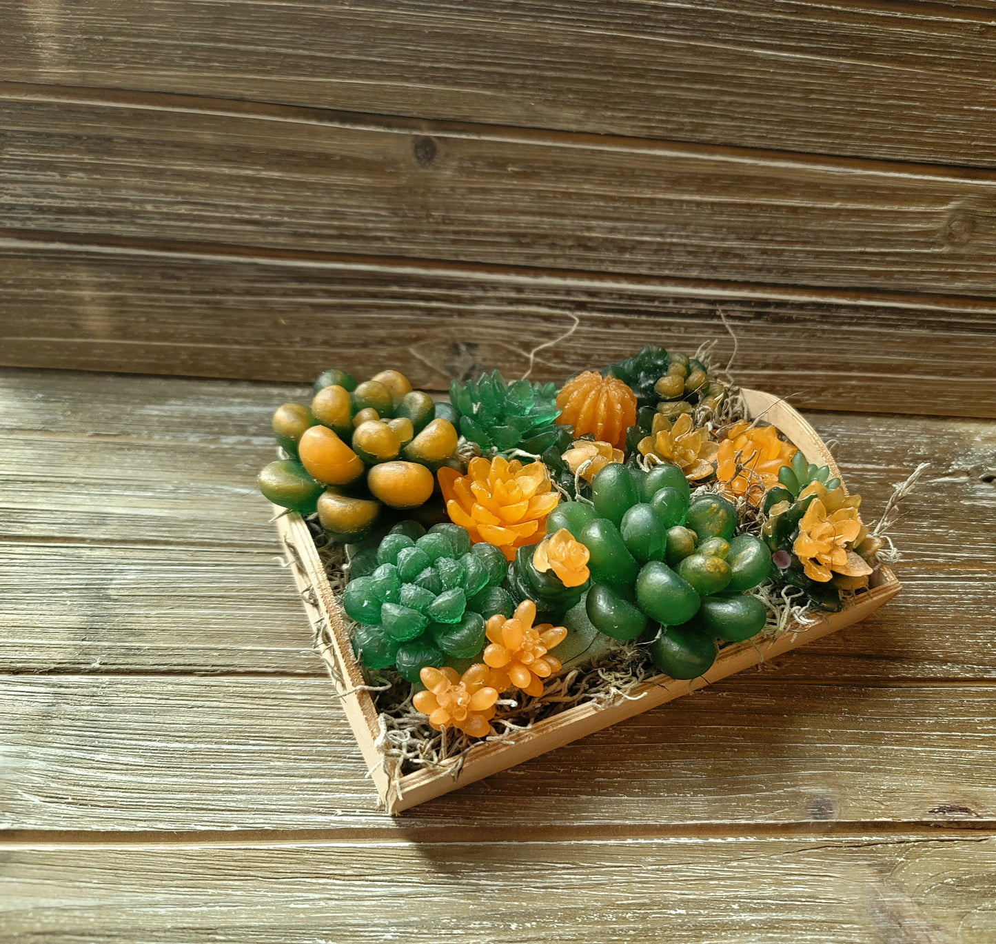 Dark Green and Peach Soap Succulent Tray