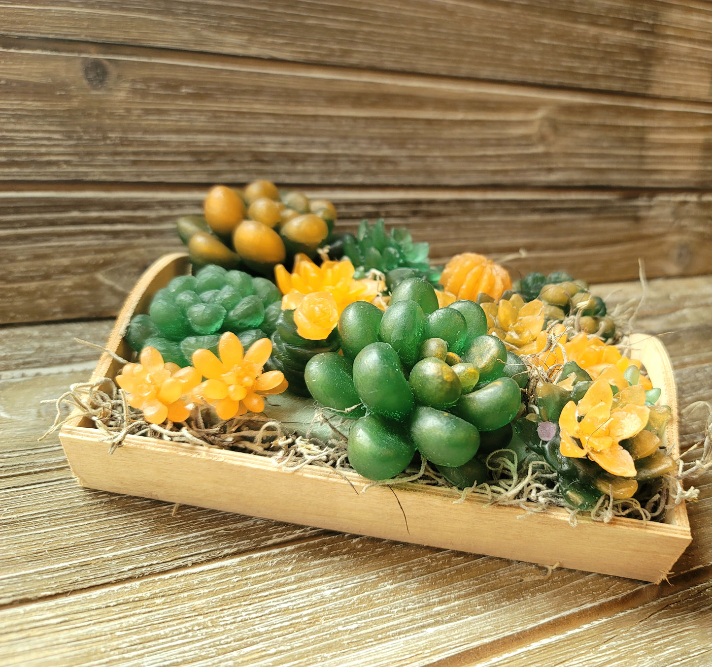 Dark Green and Peach Soap Succulent Tray